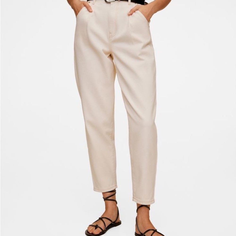 Mango Cream Ankle Pants